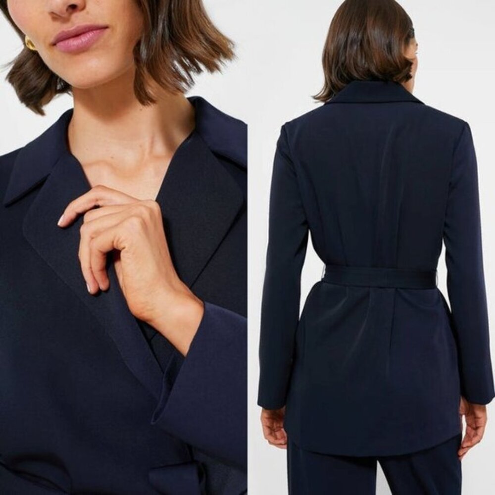 Tuckernuck Navy Octavia Wrap Blazer Belted Tailored Jacket Size L NWT Workwear - Picture 4 of 12